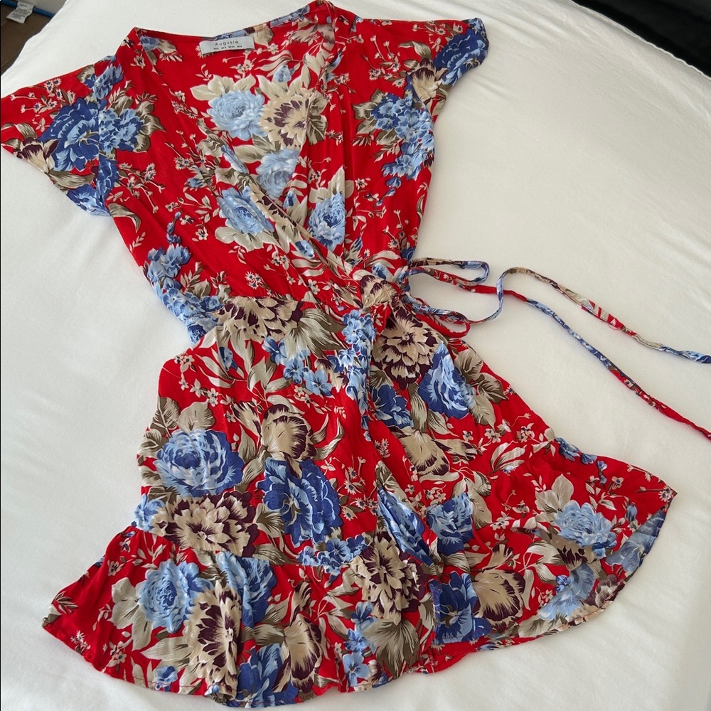 Auguste The Label Texan Bloom Mini Wrap Dress US4